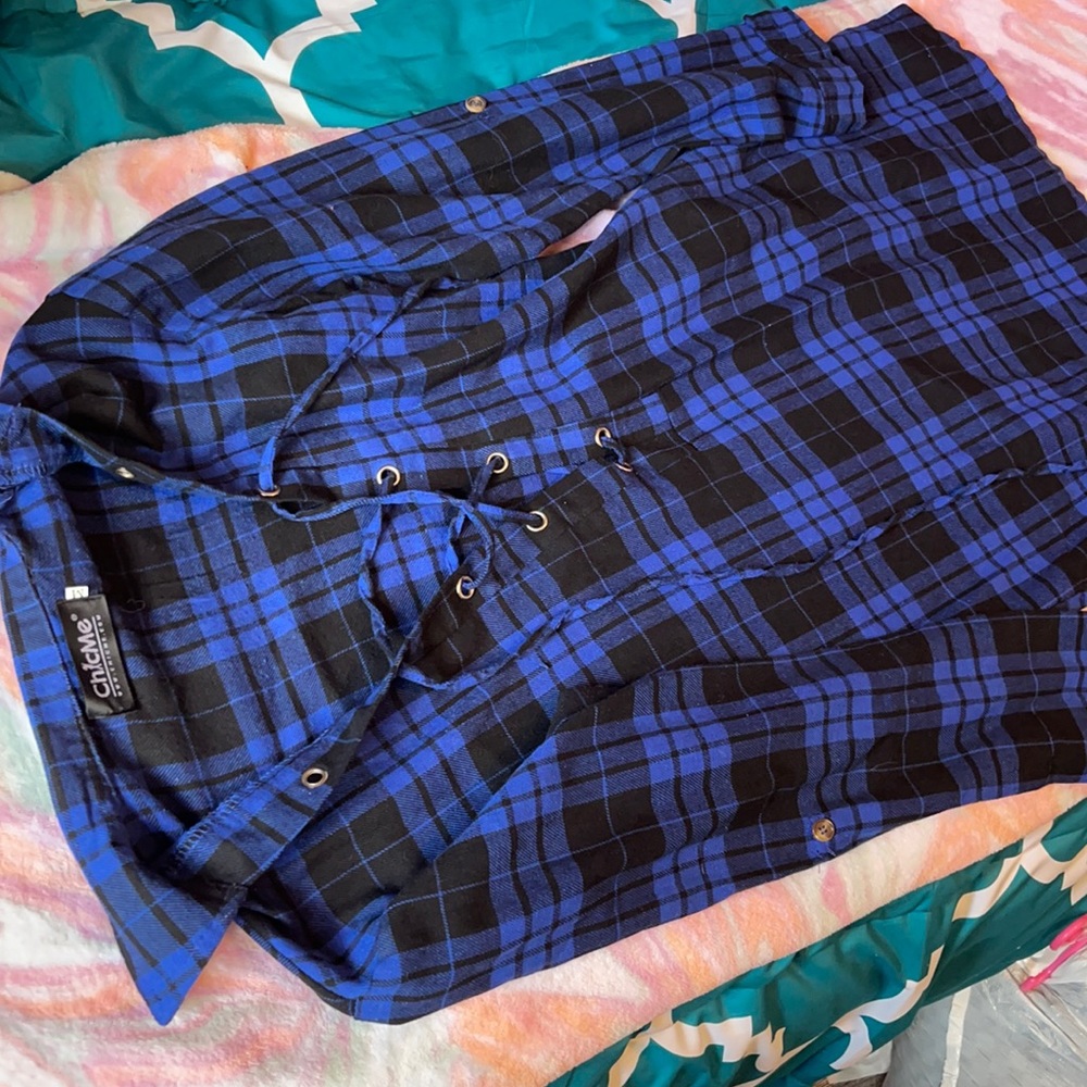 Blue checkered dress/top